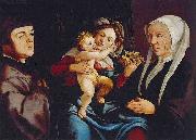 Jan van Scorel Madonna of the Daffodils with the Child and Donors oil on canvas